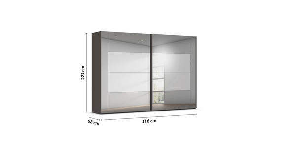 SCHWEBETÜRENSCHRANK 316/223/68 cm 2-türig Graphitfarben  - Graphitfarben, Design, Glas/Holzwerkstoff (316/223/68cm) - Xora
