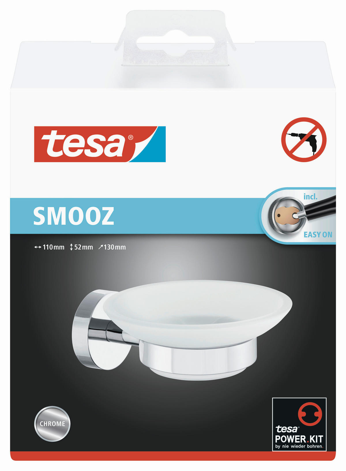 SEIFENSCHALE - Chromfarben/Weiß, Basics, Glas/Metall (10/5/13cm) - Tesa