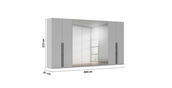 DREHTÜRENSCHRANK 400/223/61 cm,  in Graphitfarben, 8-türig  - Chromfarben/Schwarz, Basics, Glas/Holzwerkstoff (400/223/61cm) - Novel