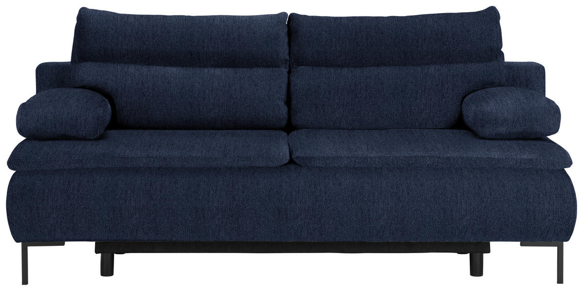 BOXSPRINGSOFA in Webstoff Dunkelblau  - Schwarz/Dunkelblau, Design, Textil/Metall (202/93/100cm) - Novel