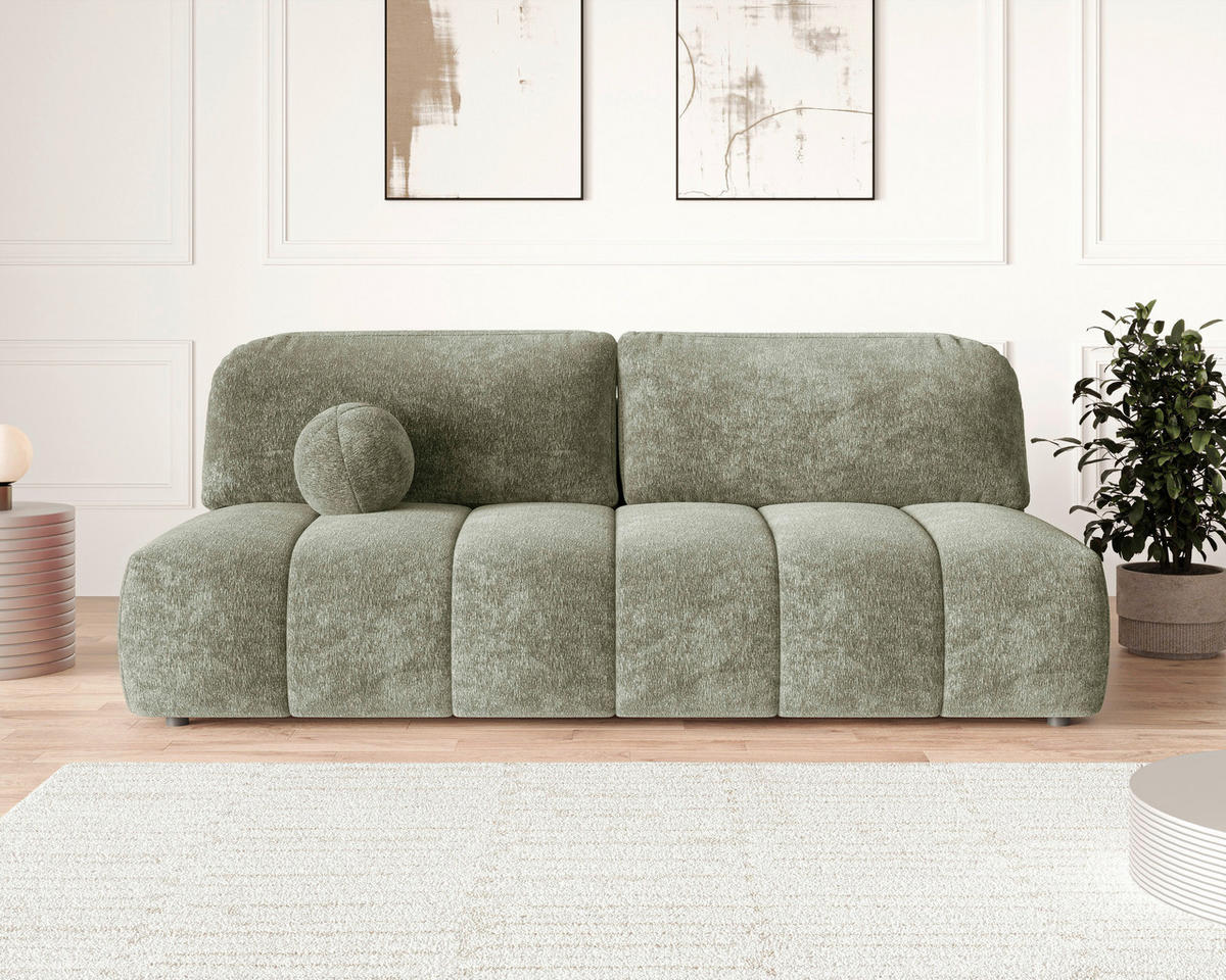 SCHLAFSOFA Chenille Grün  inkl. Zierkissen, Rückenkissen, Bettkasten, Schlaffunktion, Rücken echt, Liegefläche im Originalstoff  - Schwarz/Grün, MODERN, Kunststoff/Textil (210/88/104cm) - Milino