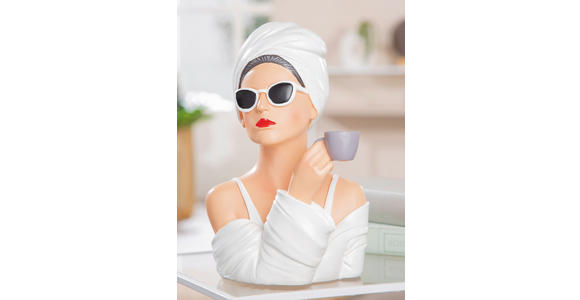 SKULPTUR - Beige/Weiß, Trend, Kunststoff (19/28/16,5cm) - Ambia Home