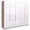 ARMOIRE À PORTES PLIANTES in Weiss, Trüffeleichefarben  - couleur de chêne truffier/couleur chromée, Konventionell, métal/verre (250/216/58cm) - Venda