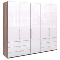 FALTTÜRENSCHRANK in Weiss, Trüffeleichefarben  - Chromfarben/Weiss, Konventionell, Glas/Holzwerkstoff (250/216/58cm) - Venda