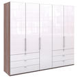FALTTÜRENSCHRANK in Weiß, Trüffeleichefarben - Chromfarben/Trüffeleichefarben, KONVENTIONELL, Glas/Holzwerkstoff (250/216/58cm) - Venda