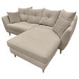ECKSOFA Beige Feincord  - Beige/Buchefarben, KONVENTIONELL, Holz/Textil (211/154cm) - Carryhome