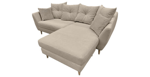 ECKSOFA Beige Feincord  - Beige/Buchefarben, KONVENTIONELL, Holz/Textil (211/154cm) - Carryhome