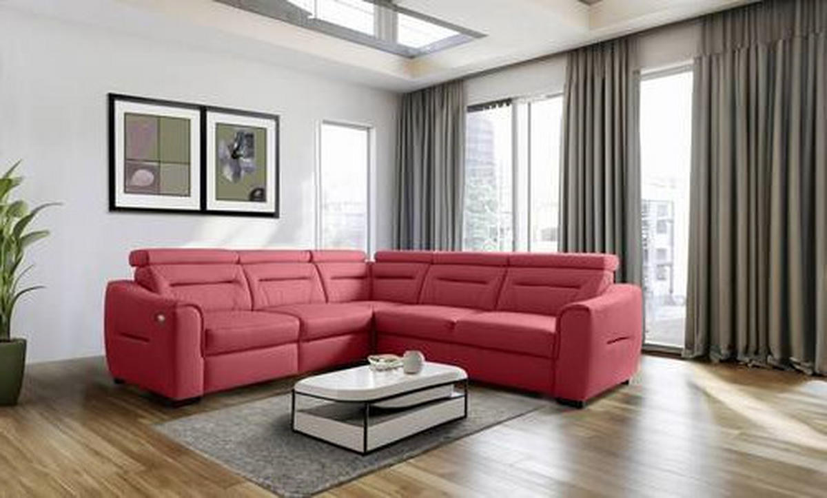 ECKSOFA Lederlook Echtleder Rot  - Wengefarben/Rot, Design, Leder/Holz (260/260cm) - Celina Home
