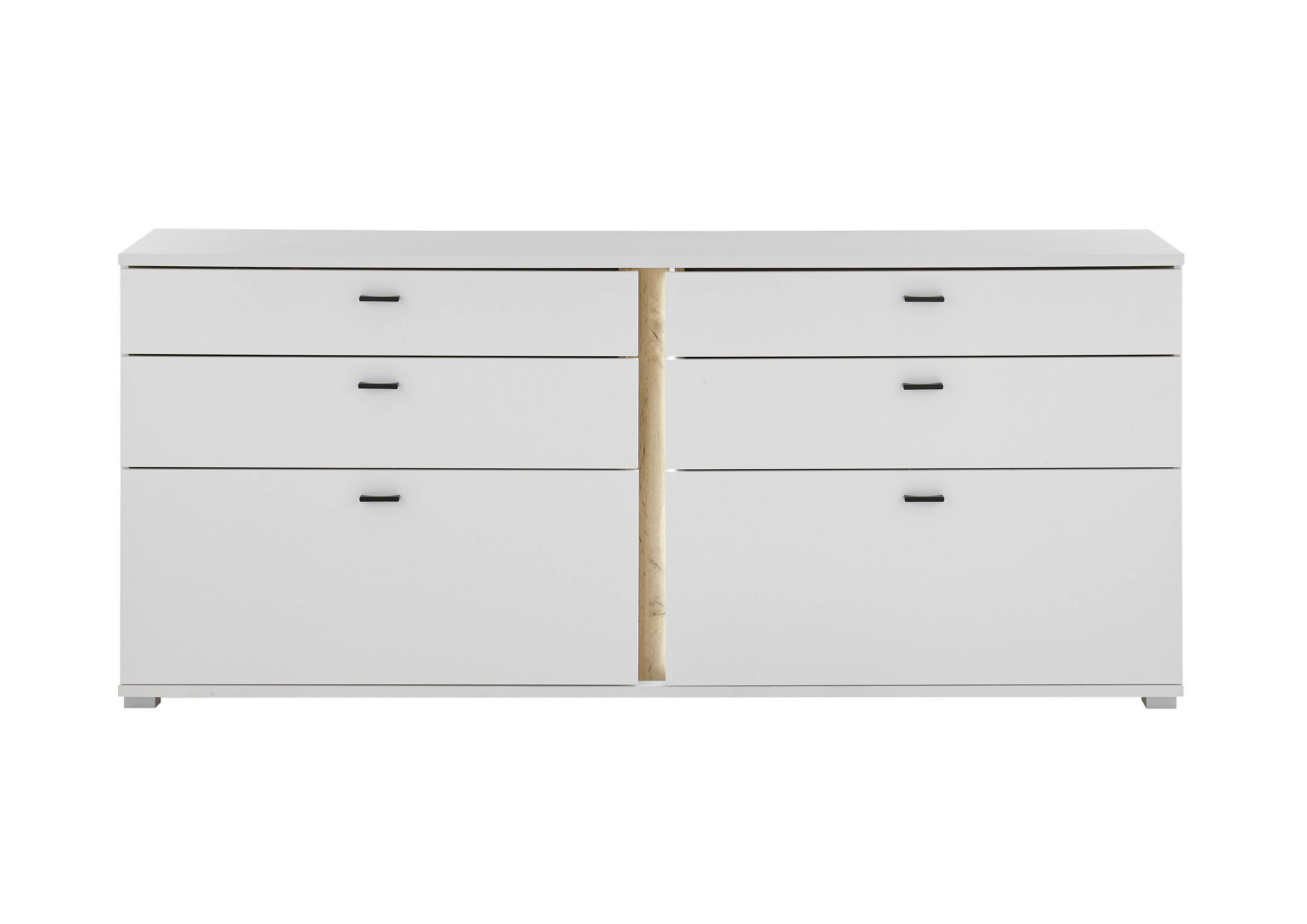 SIDEBOARD 200/86/42 cm  in Weiß, Eiche Wotan  - Silberfarben/Eiche Wotan, Design, Holzwerkstoff/Kunststoff (200/86/42cm) - MID.YOU