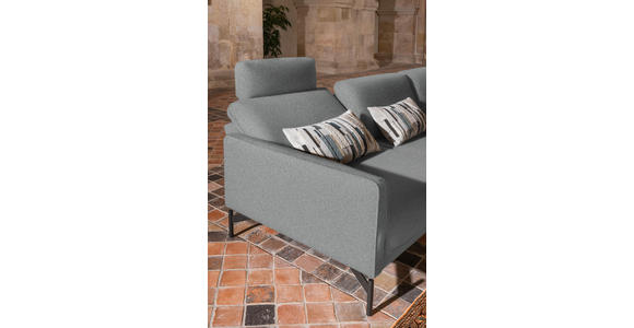 ECKSOFA in Flachgewebe, Struktur Hellgrau  - Anthrazit/Hellgrau, Design, Textil/Metall (254/230cm) - Ambiente