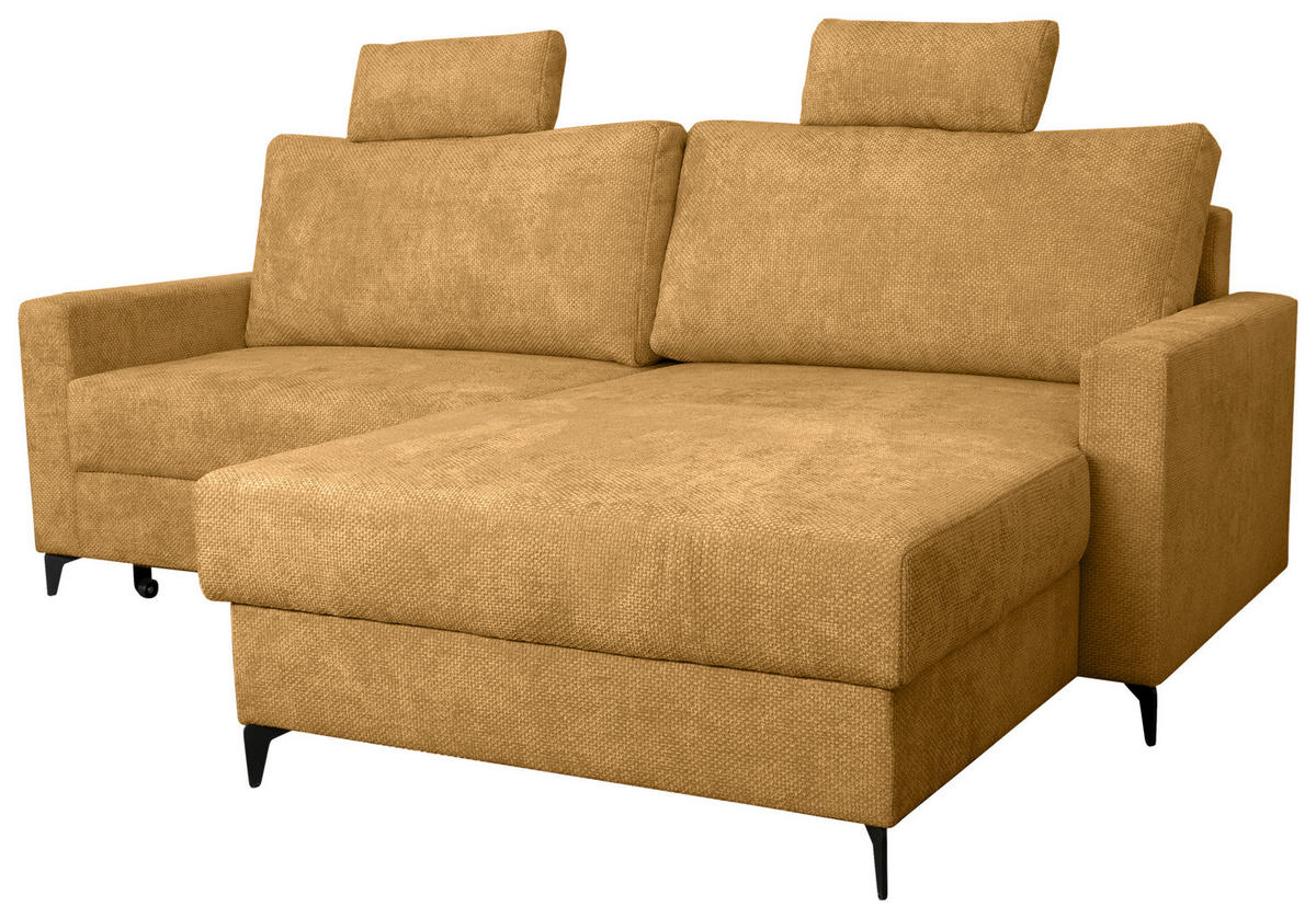 ECKSOFA Orange Struktur  - Schwarz/Orange, KONVENTIONELL, Textil/Metall (230/164cm) - Carryhome