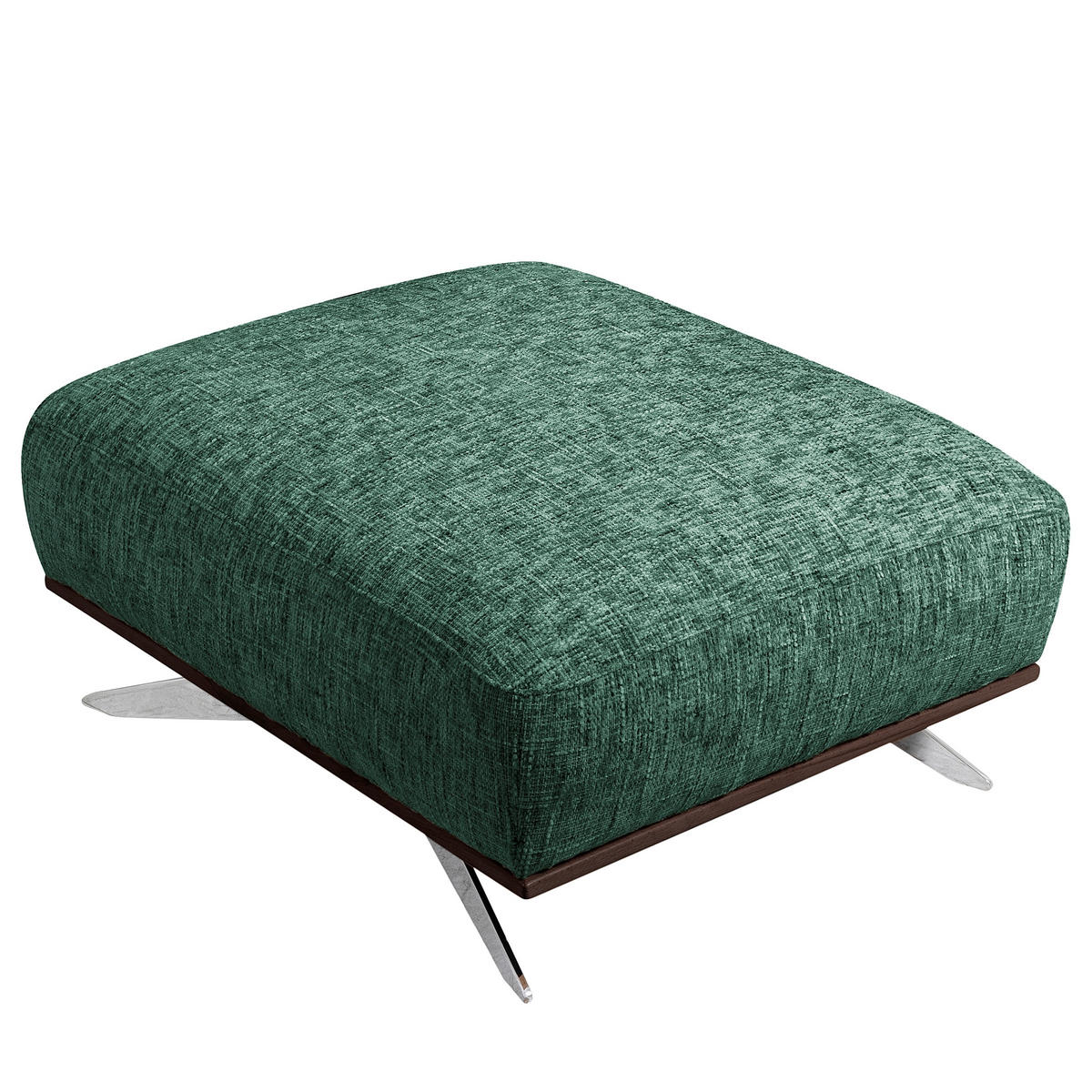 HOCKER PORTLAND Struktur Grün  - Chromfarben/Dunkelbraun, Design, Holz/Textil (95/46/80cm) - Livetastic