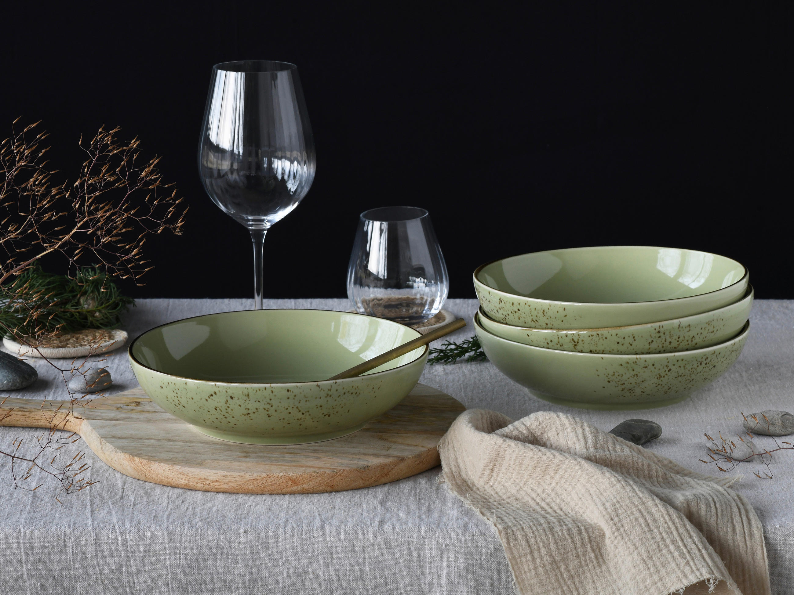 SCHÜSSELSET 4-teilig Nature Collection 22,5 cm   - Grün, Design, Keramik (22,5cm) - Creatable