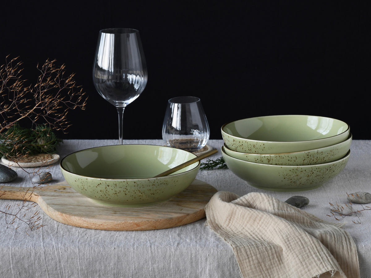 SCHÜSSELSET 4-teilig Nature Collection   - Grün, Design, Keramik - Creatable