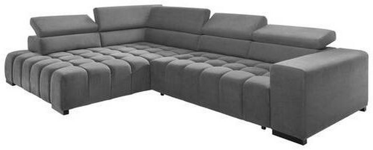 ECKSCHLAFSOFA Grau Velours  - Schwarz/Grau, Design, Holz/Textil (201/307cm) - Livetastic