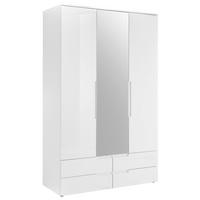 DREHTÜRENSCHRANK 126,8/208/57 cm,  in Weiß, 3-türig  - Weiß, MODERN, Glas/Holzwerkstoff (126,8/208/57cm) - MID.YOU