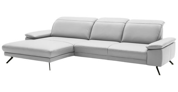 ECKSOFA in Echtleder Weiß  - Schwarz/Weiß, Design, Leder/Metall (193/332cm) - Dieter Knoll