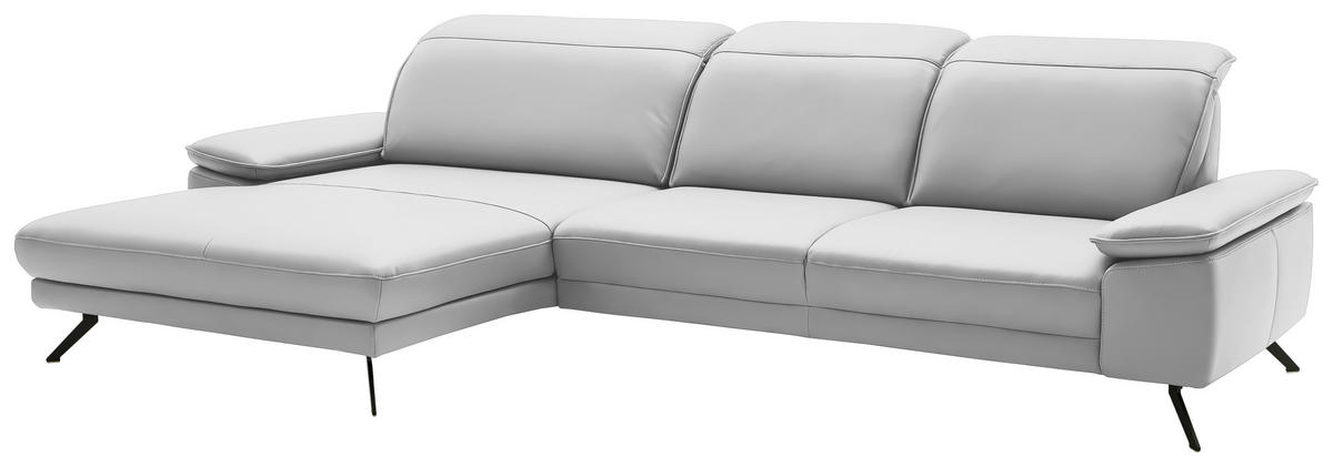 ECKSOFA in Echtleder Weiss  - Weiss/Schwarz, Design, Leder/Metall (193/332cm) - Dieter Knoll