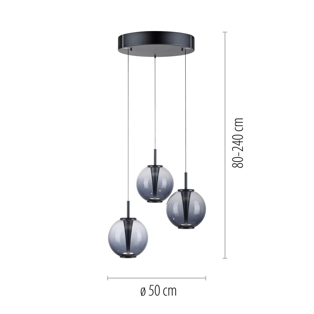 LED-PENDELLEUCHTE 50/50/240 cm   - Grau, Trend, Glas/Metall (50/50/240cm) - Neuhaus PURE