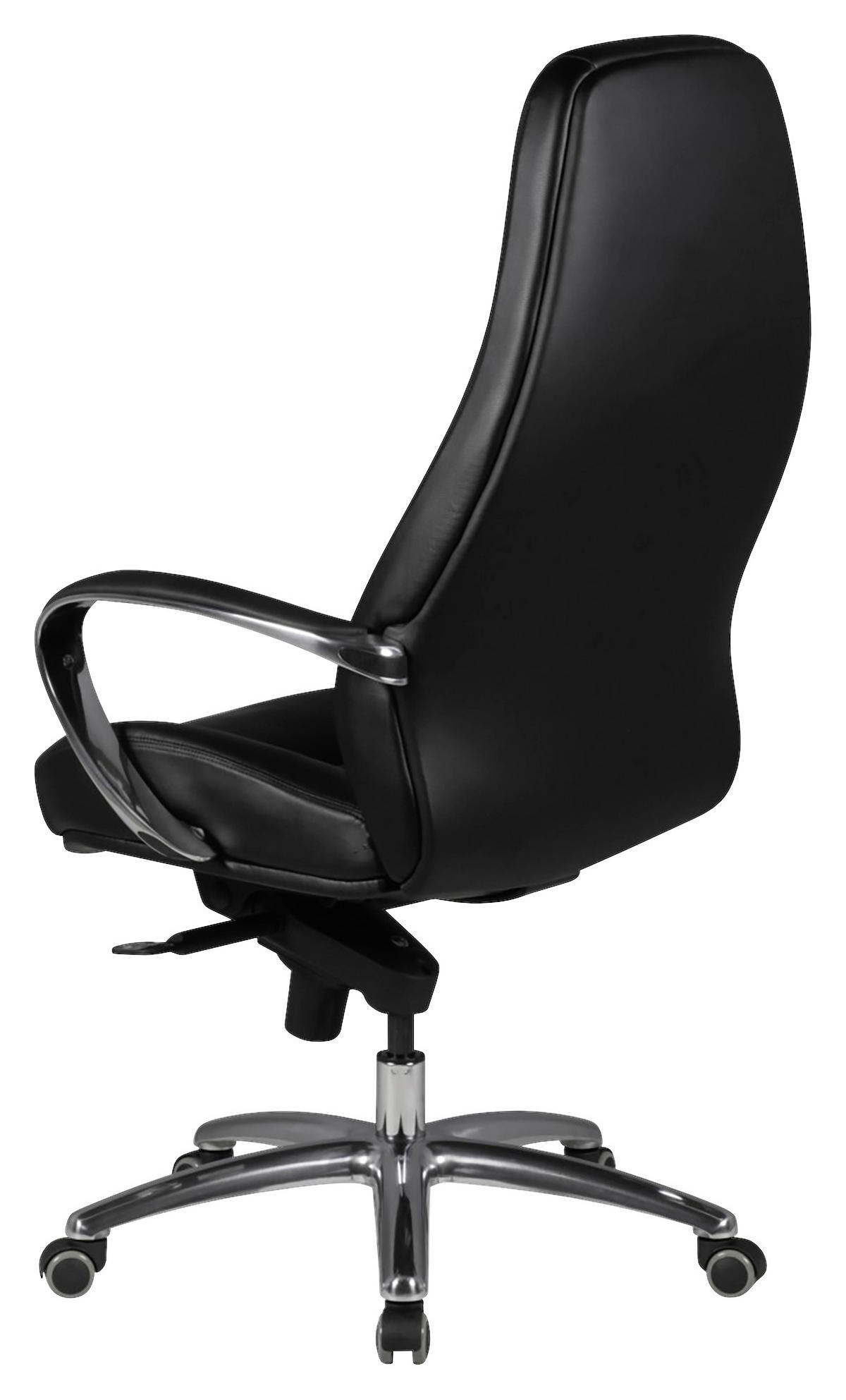 CHEFSESSEL  in Lederlook Schwarz  - Alufarben/Schwarz, Modern, Leder/Kunststoff (68/130/68cm) - MID.YOU