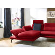 ECKSOFA in Echtleder Rot  195/308 cm  - Rot/Schwarz, Design, Leder/Metall (195/308cm) - Dieter Knoll