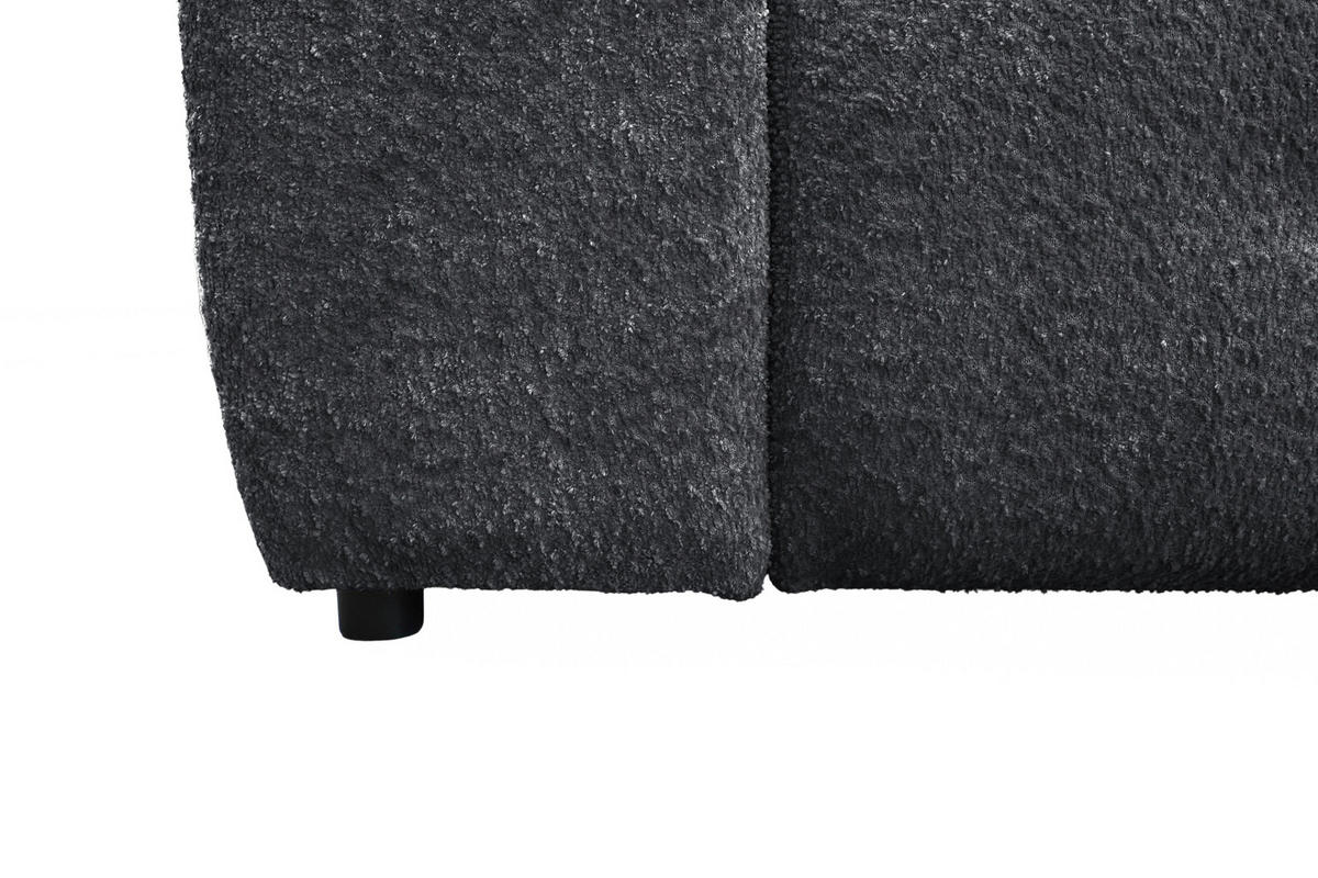 ECKSOFA RUNO in Bouclé Dunkelgrau  270/175 cm  - Dunkelgrau/Schwarz, Design, Kunststoff/Textil (270/175cm) - MID.YOU