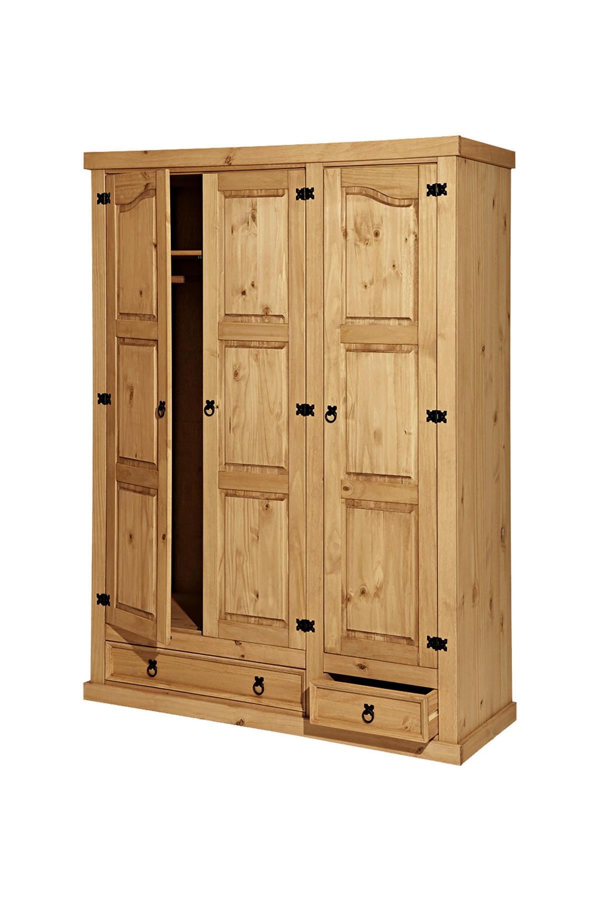 DREHTÜRENSCHRANK  in Honig  - Schwarz/Honig, Natur, Holz/Metall (151/205/56cm) - Livetastic