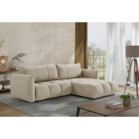 ECKSCHLAFSOFA Flachgewebe Cappuccino  inkl.  - Schwarz/Cappuccino, KONVENTIONELL, Kunststoff/Textil (273/188cm) - Livetastic