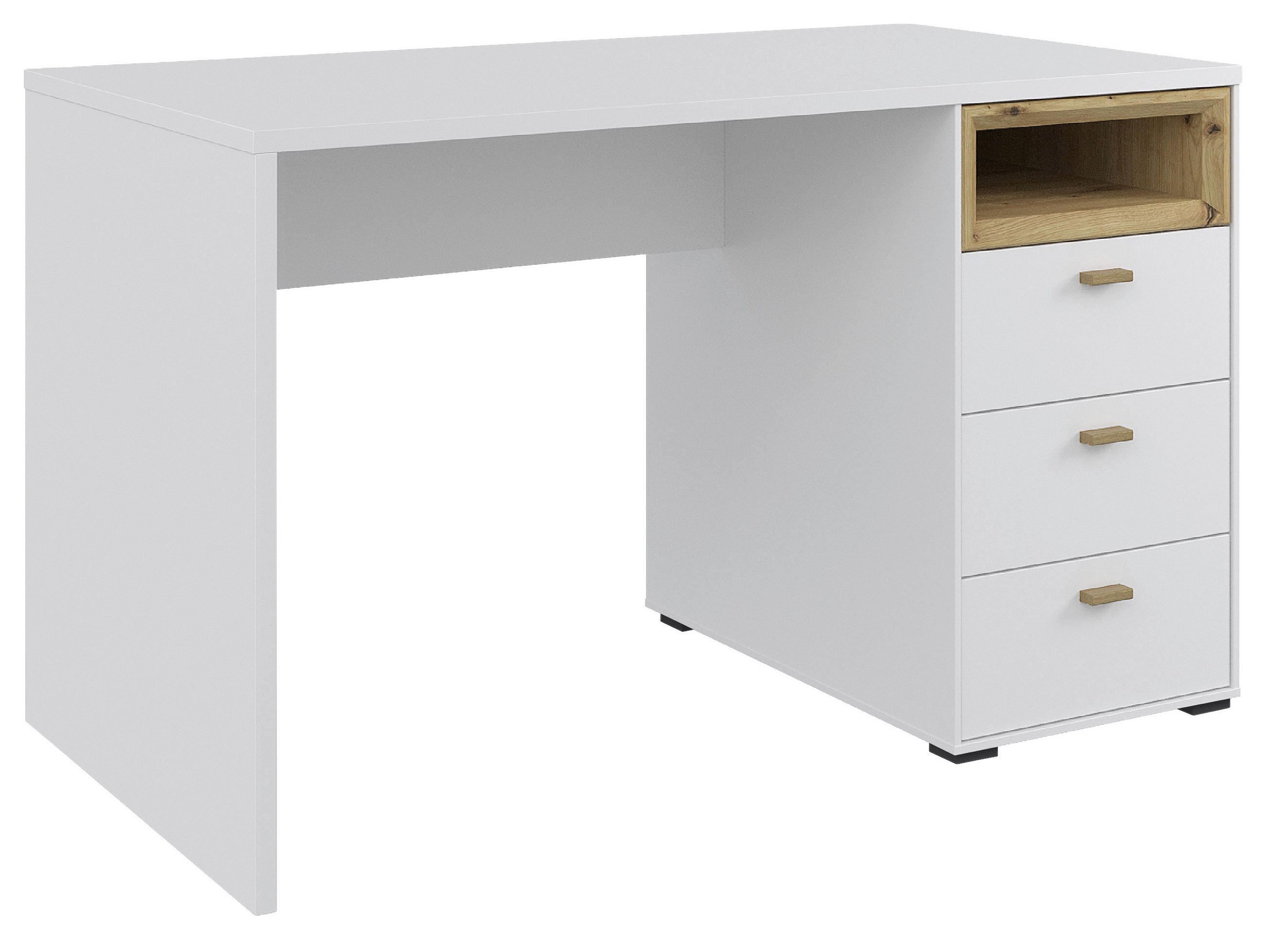 SCHREIBTISCH 120/70/74 cm  in Eiche Artisan, Weiss  - Weiss/Eichefarben, Konventionell, Holz/Holzwerkstoff (120/70/74cm) - Hom`in
