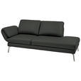 RÉCAMIERE in Echtleder Dunkelgrau  - Chromfarben/Dunkelgrau, Design, Leder/Metall (209/85-109/95-16cm) - Dieter Knoll