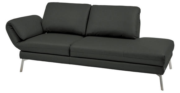 RÉCAMIERE in Echtleder Dunkelgrau - Chromfarben/Dunkelgrau, Design, Leder/Metall (209/85-109/95-16cm) - Dieter Knoll