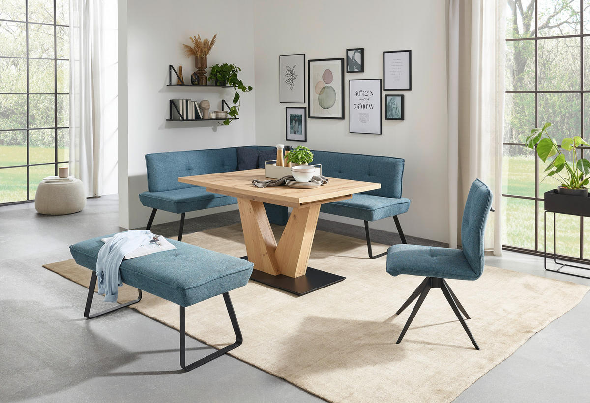 ECKBANK 169/157 cm Flachgewebe Blau, Schwarz Metall   - Blau/Schwarz, Design, Textil/Metall (169/157cm) - Dieter Knoll