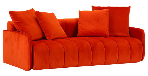 SCHLAFSOFA in Samt Orange  - Schwarz/Orange, MODERN, Kunststoff/Textil (210/70/110cm) - Carryhome