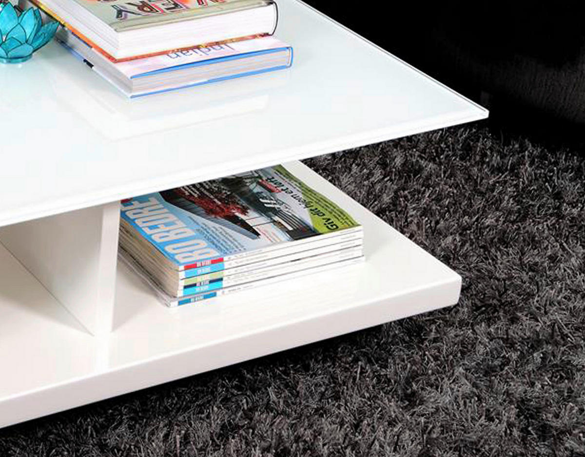 COUCHTISCH in Glas, Holzwerkstoff 100/100/36 cm  - Weiß Hochglanz/Weiß, Design, Glas/Holzwerkstoff (100/100/36cm) - Livetastic