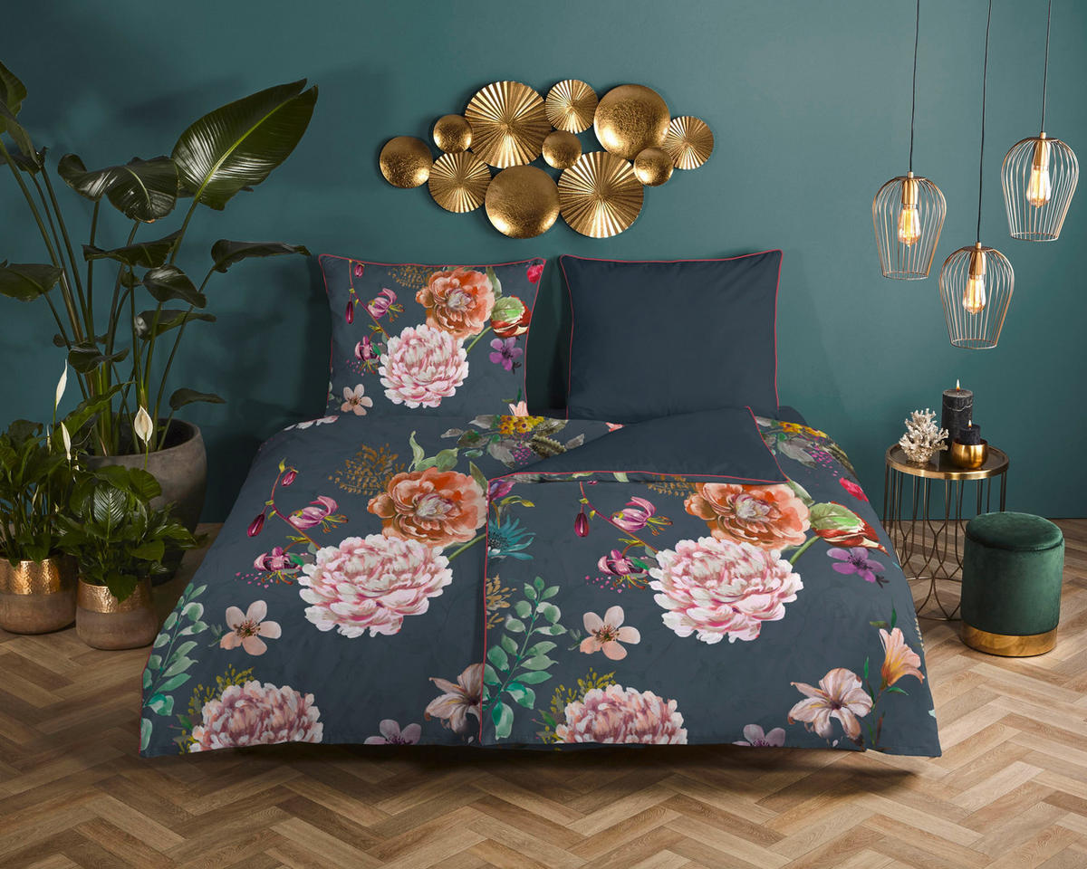 WENDEBETTWÄSCHE Parma Satin 135/200 cm  - Anthrazit/Grau, Design, Textil (135/200cm)