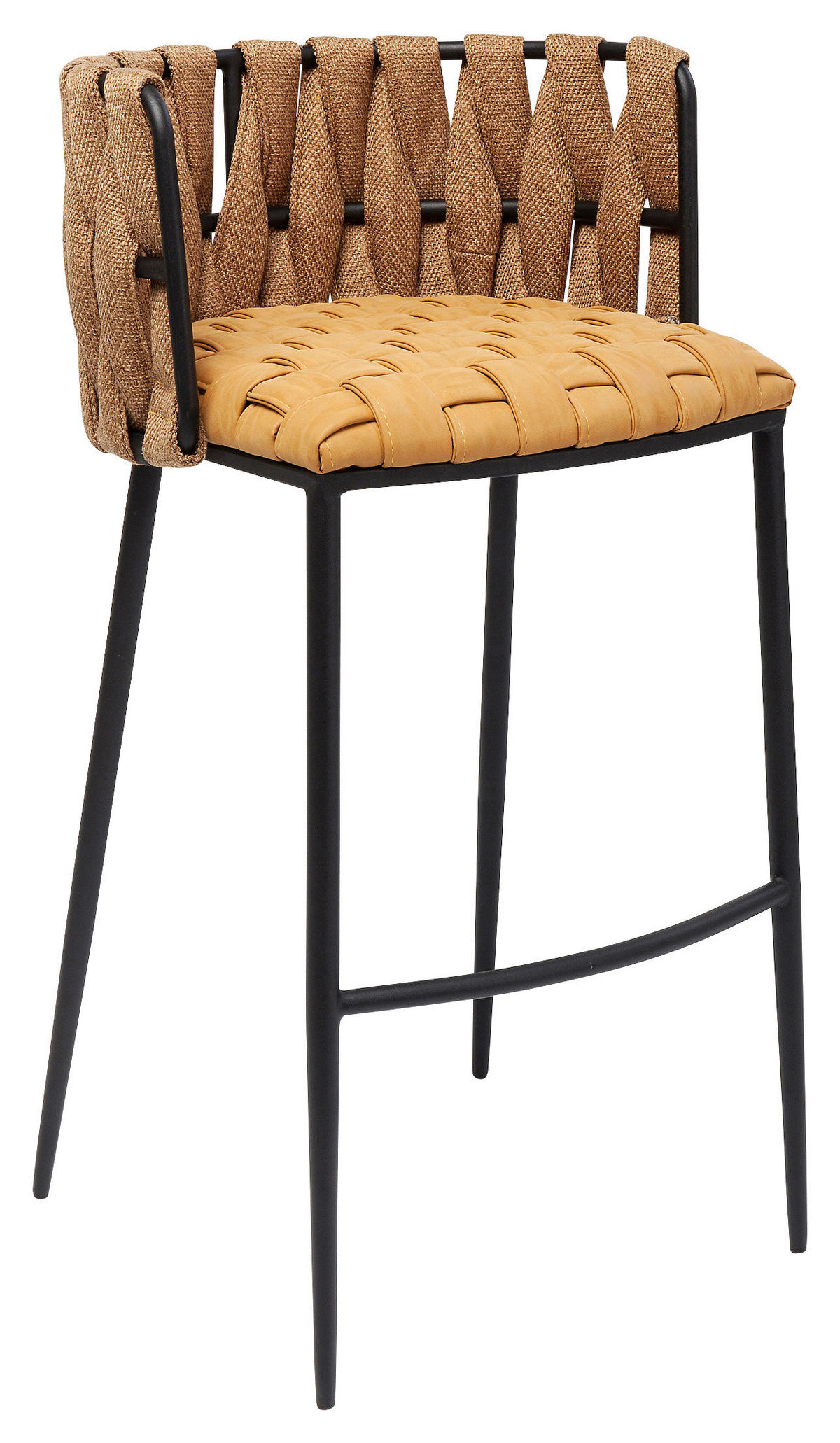 BARHOCKER in Metall, Textil Braun, Gelb, Schwarz  - Gelb/Schwarz, Design, Textil/Metall (53/100/48cm) - Kare-Design