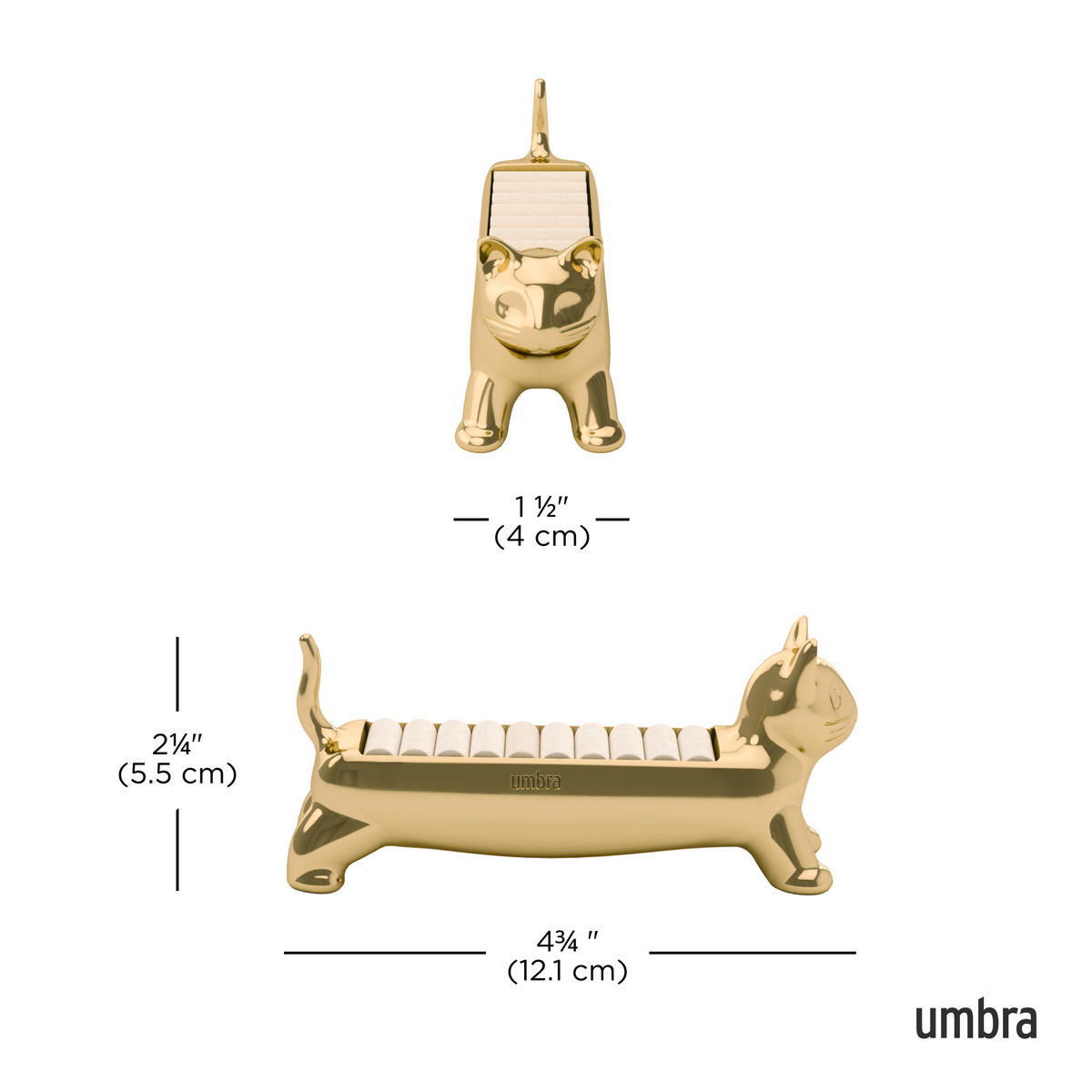 DRŽAČ ZA PRSTENJE  12/4/5 cm     - boja mesinga, Osnovno, metal/tekstil (12/4/5cm) - Umbra