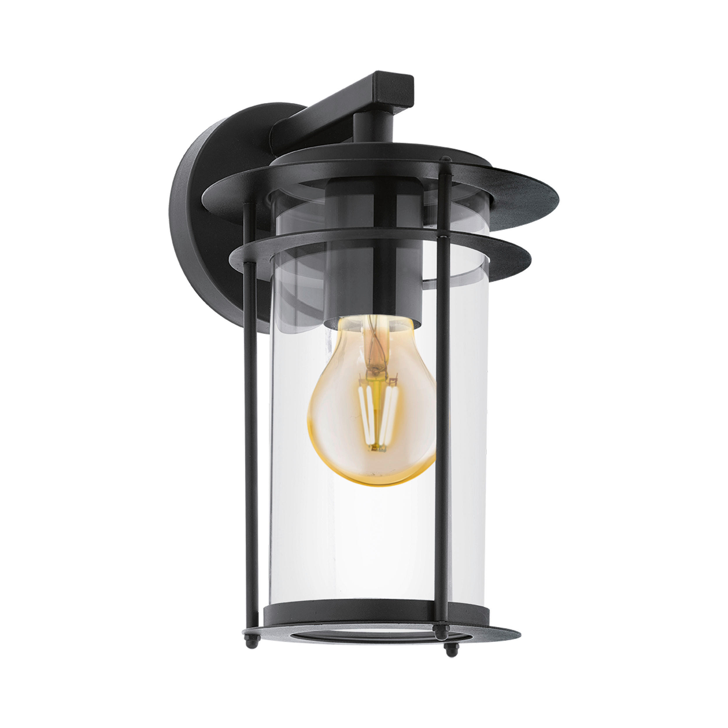 AUßENWANDLEUCHTE Valdeo 16,5/27,5/20 cm   - Transparent/Schwarz, KONVENTIONELL, Glas/Metall (16,5/27,5/20cm) - Eglo