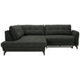 ECKSOFA in Flachgewebe, Leinenoptik Dunkelgrün  - Dunkelgrün/Schwarz, Design, Textil/Metall (208/247cm) - Xora