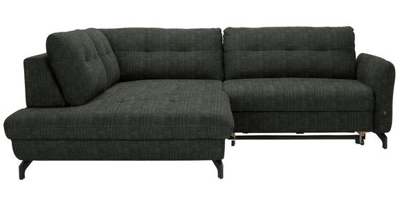 ECKSOFA in Flachgewebe, Leinenoptik Dunkelgrün  - Dunkelgrün/Schwarz, Design, Textil/Metall (208/247cm) - Xora