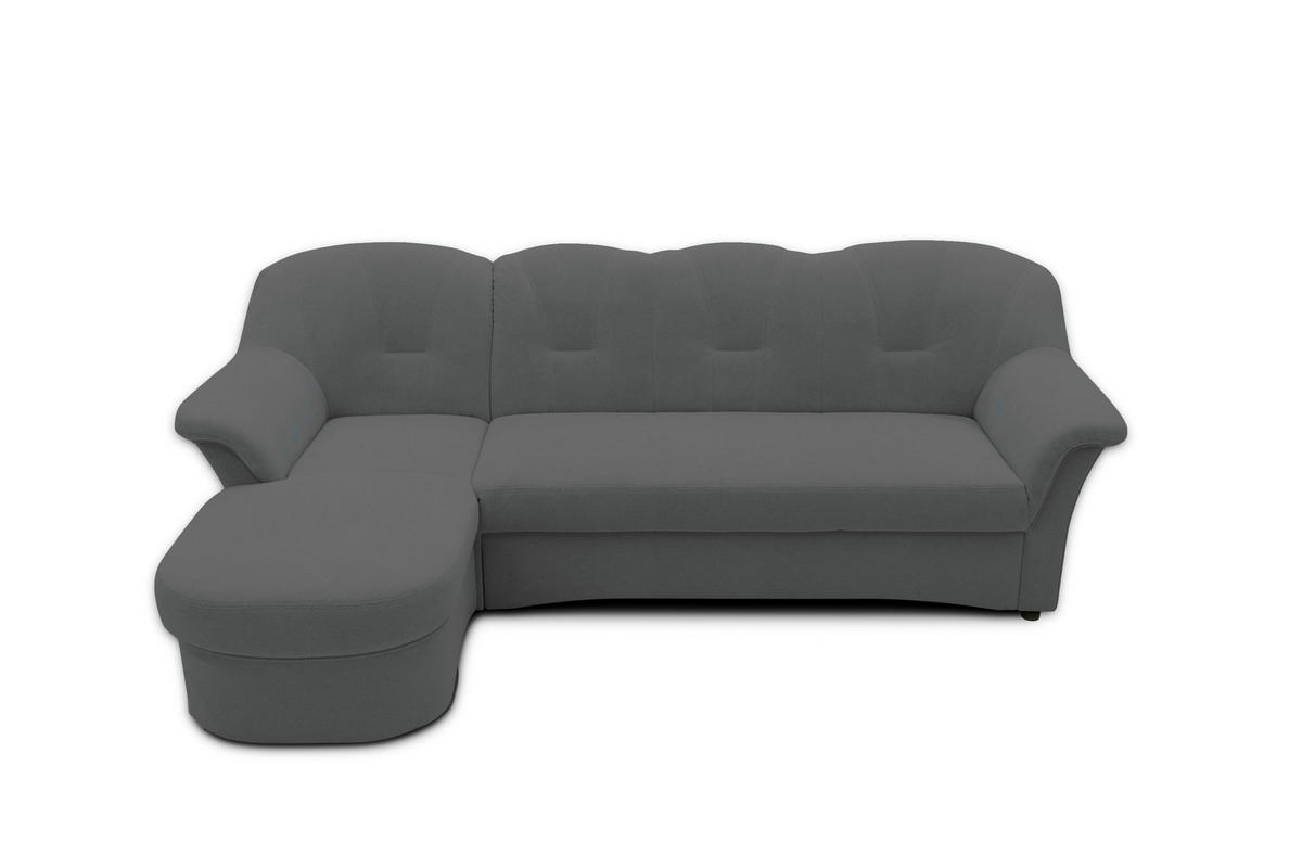 ECKSOFA FLORES FK Dunkelgrau Mikrofaser  - Dunkelgrau/Schwarz, KONVENTIONELL, Kunststoff/Textil (142/231cm) - MID.YOU