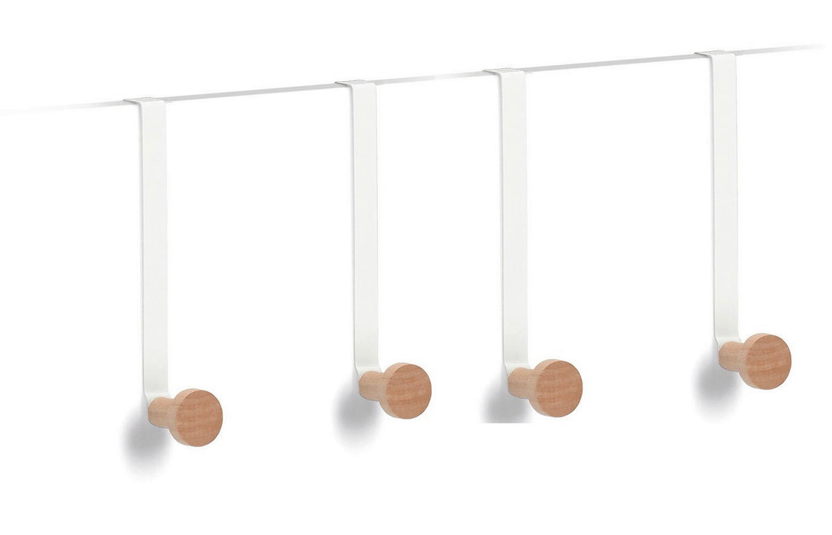 TÜRHAKEN 4 Stück  in Weiß  - Weiß, Basics, Holz/Metall (3/8/18cm) - Zeller Present