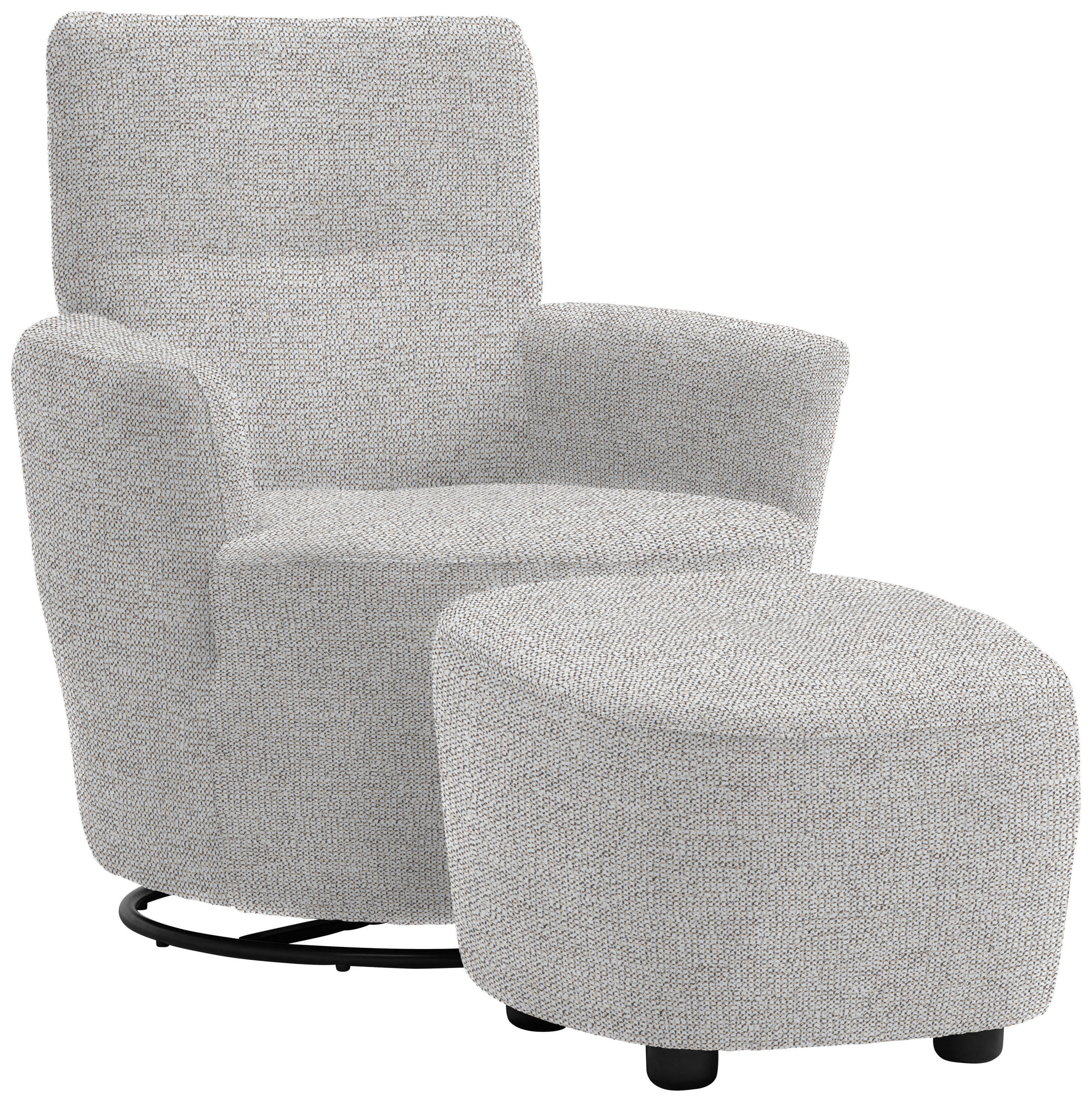 SESSEL in Chenille, Flachgewebe Ecru  - Ecru/Schwarz, Design, Textil/Metall (81/92/84cm) - Xora