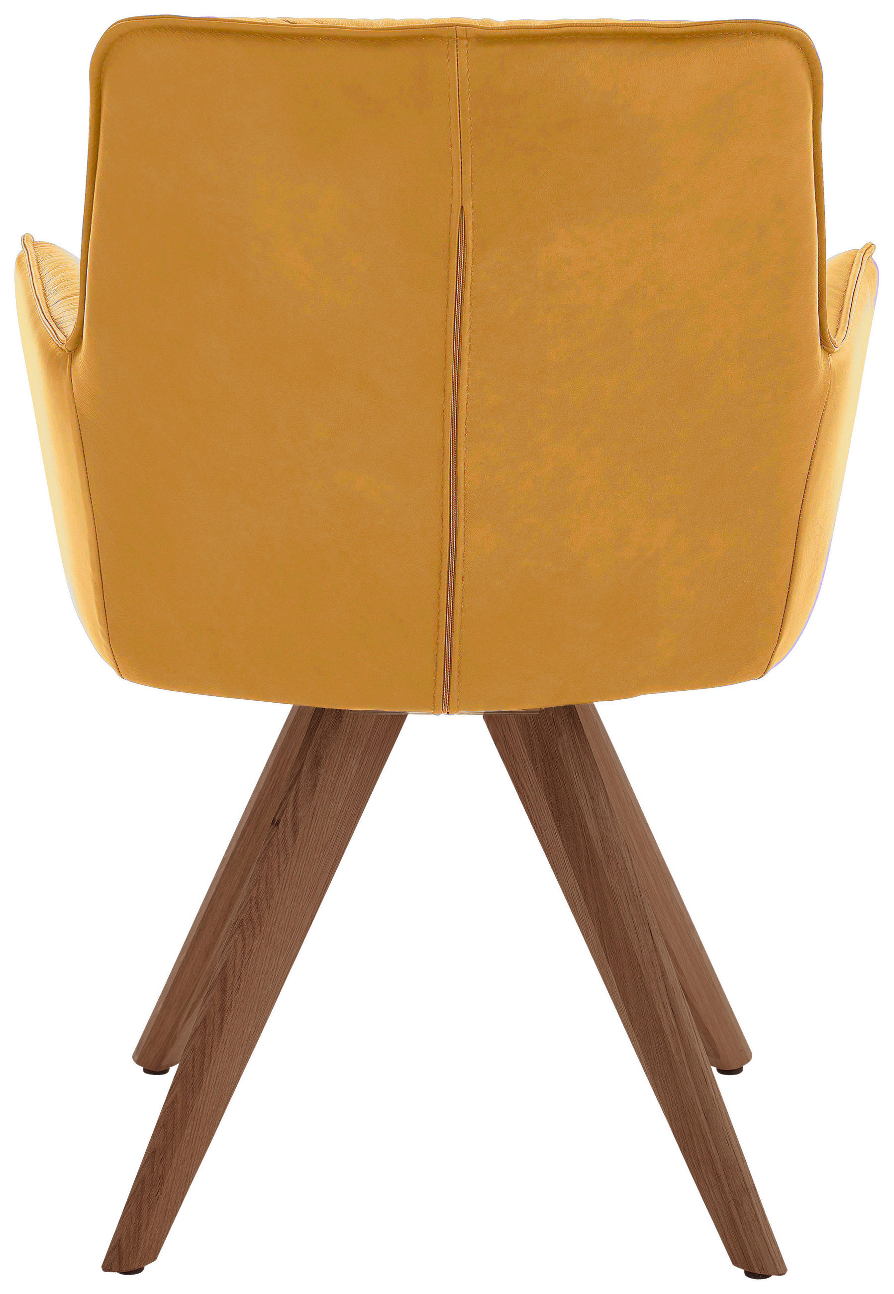 ARMLEHNSTUHL drehbar  in Echtleder pigmentiert  - Nussbaumfarben/Dunkelgelb, Design, Leder/Holz (59/89/63cm) - Dieter Knoll