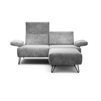 2-SITZER-SOFA Samt Hellgrau  - Hellgrau/Schwarz, Design, Textil/Metall (164-194/85/86-94cm) - SENSOO