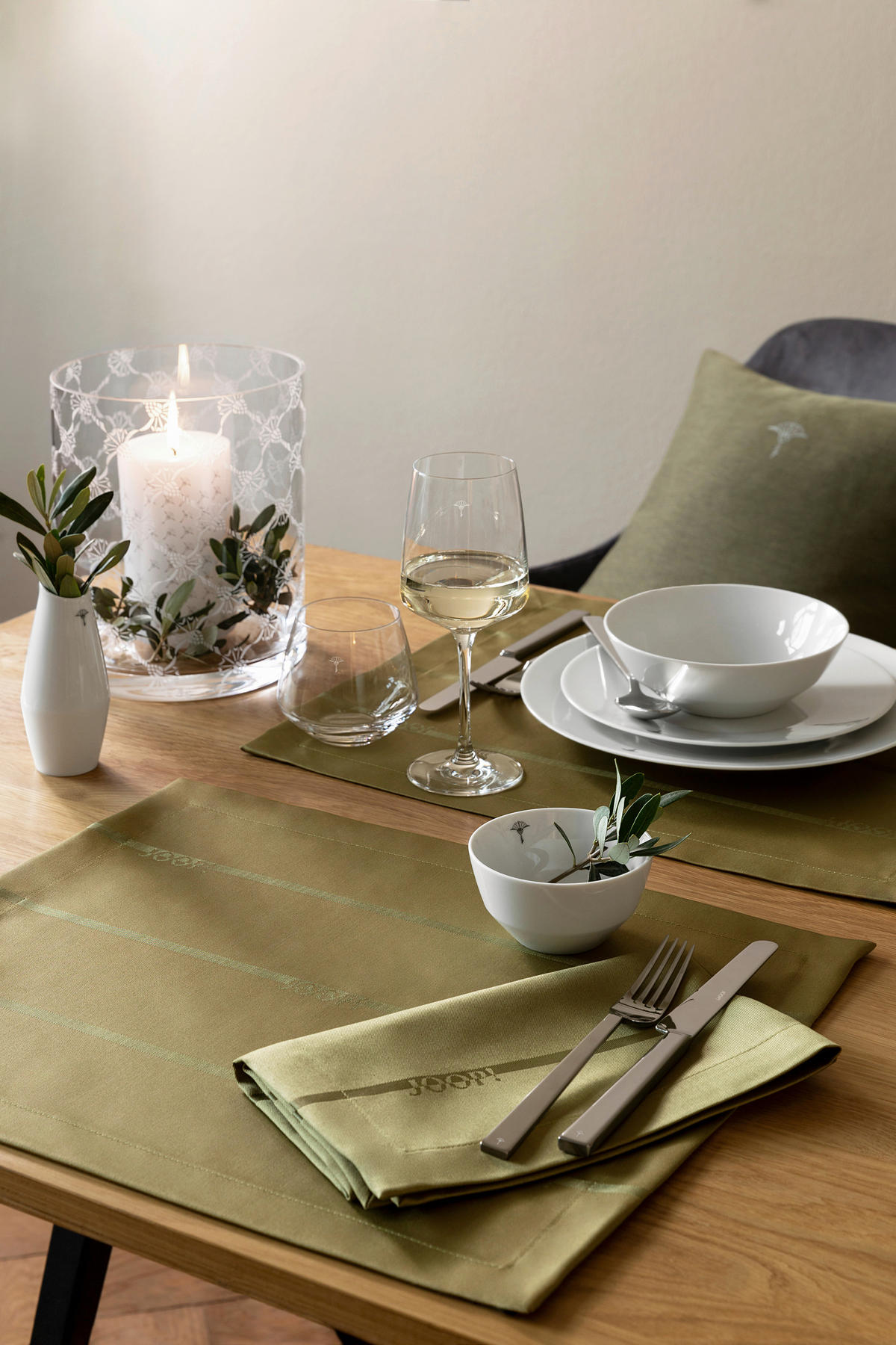 Serviette 2er-Set 50/50 cm   - Olivgrün, Basics, Textil (50/50cm) - Joop!