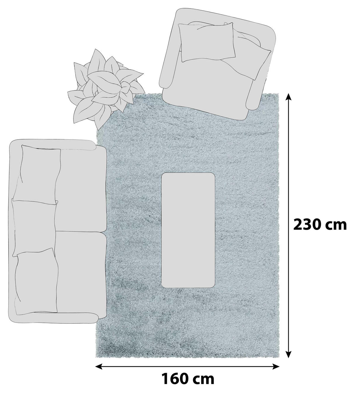 TEPIH VISOKOG FLORA 160/230 cm   plava  Fluffy  - plava, Basics, tekstil (160/230cm)