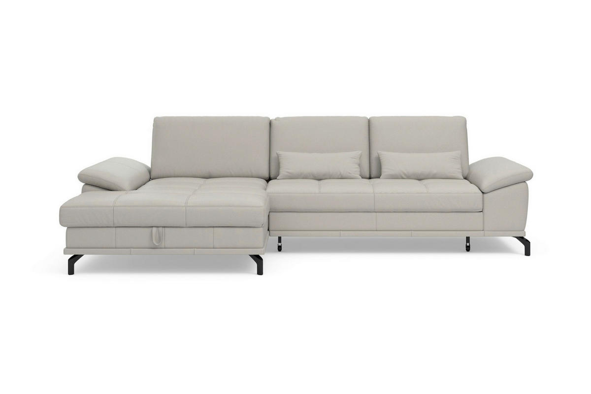 ROHOVÁ SEDAČKA, kůže, světle šedá - černá/světle šedá, Basics, kov/kůže (176/301cm) - Sit & More