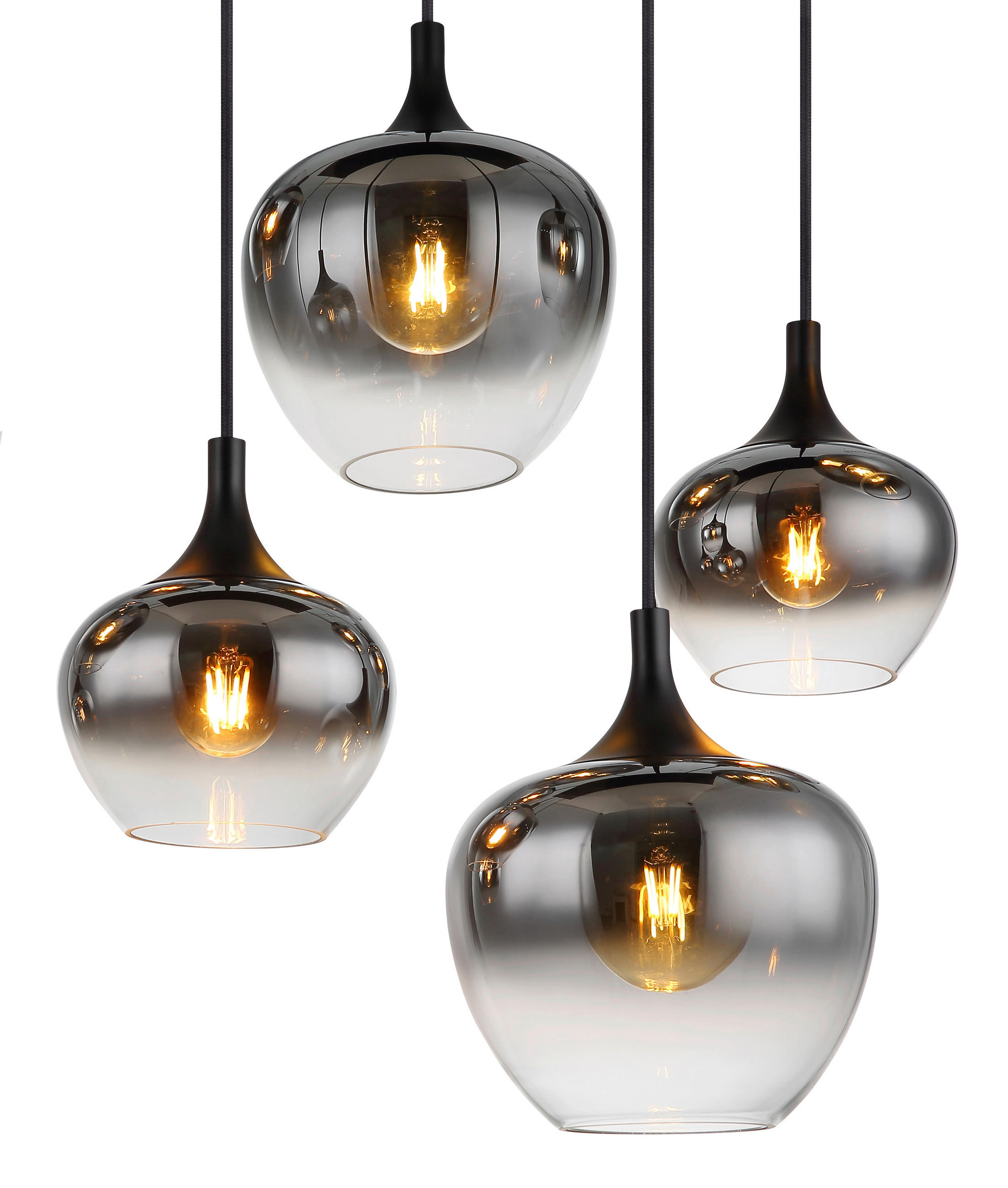 HÄNGELEUCHTE 105/45/120 cm  - Schwarz, Design, Glas/Metall (105/45/120cm) - Globo
