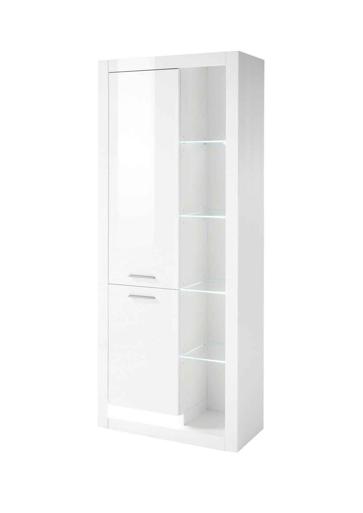 VITRINE in Weiß, Weiß Hochglanz  - Edelstahlfarben/Weiß Hochglanz, Design, Glas/Holzwerkstoff (80/195/37cm) - MID.YOU